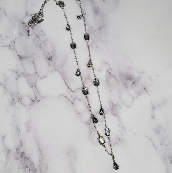 Chico’s Aquamarine Teardrop Station Necklace - Picture 2 of 7